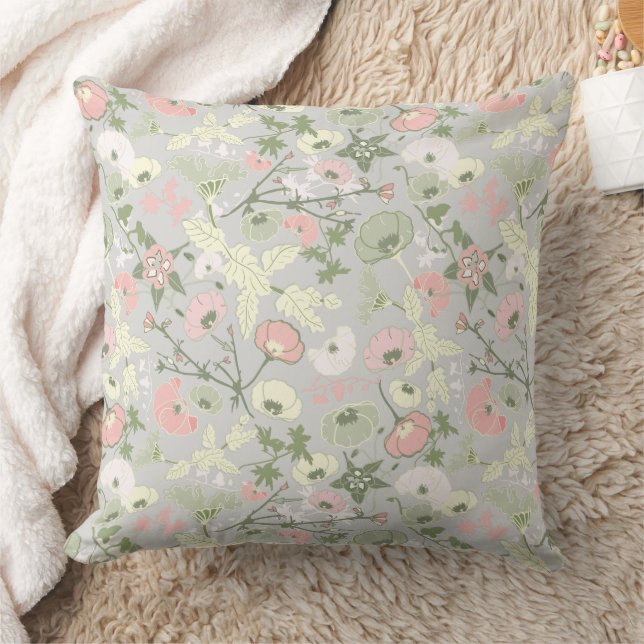 Rose Vert Floral Fleur Fille Motif Jeu Oreiller (Couverture)