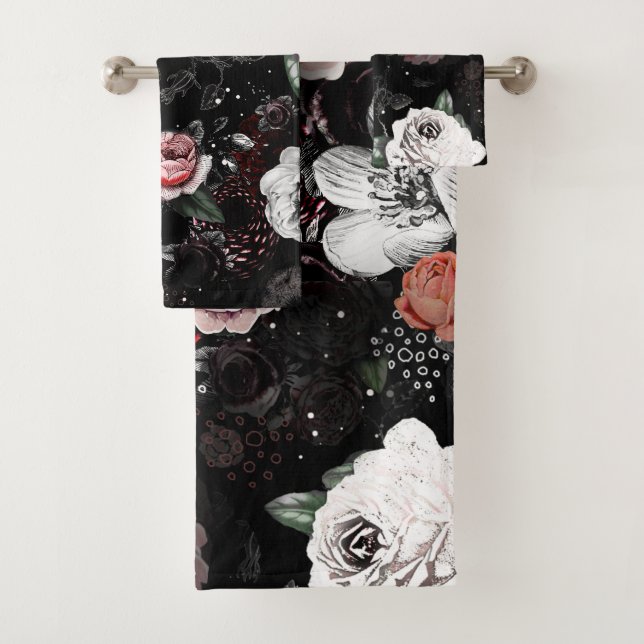 Rose victorien rose, corail, blanc et noir (En situation)