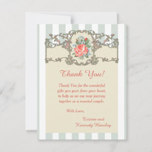 Rose vintage Antique 4x5 Carte de remerciements Ma
