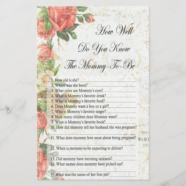 rose vintage Comment bien connaissez-vous baby sho (Devant)