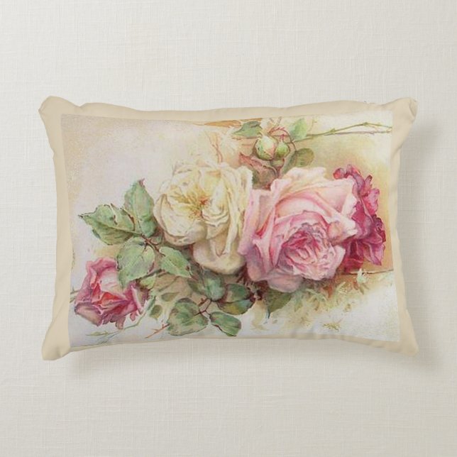 rose vintage coussin, coussin rose Vintage (Devant)