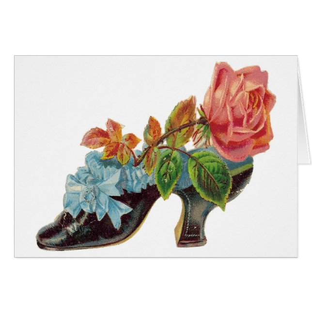 Rose vintage dans une chaussure Cartes personnalis (Devant horizontal)