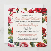 Rose vintage Garden Tea Party Invitation