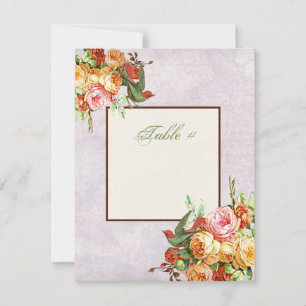 Rose vintage n oiseaux Carte Numéro de tableau