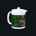 Rose vintage - vert plaid<br><div class="desc">aquarelle originale roses rose avec fond vert plaid</div>
