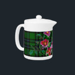 Rose vintage - vert plaid<br><div class="desc">aquarelle originale roses rose avec fond vert plaid</div>