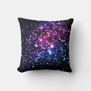 Rose violet bleu étoiles Galaxy Coussin