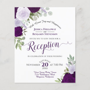 Rose Violet Budget Mariage Réception invitation