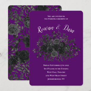 Rose violet et noir Invitations de mariage gothiqu
