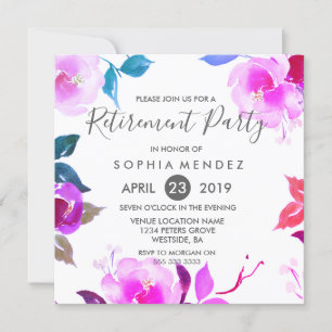 Rose violet Floral femmes Invitation de la retrait