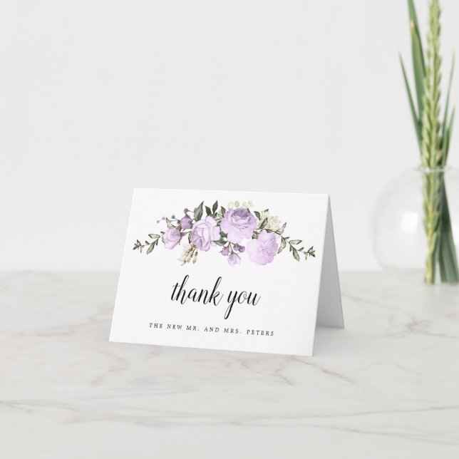 Rose violet Floral Mariage Merci photo (Devant)