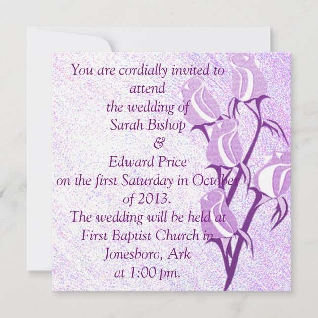 Rose violet Invitations de mariage personnalisées (Devant)