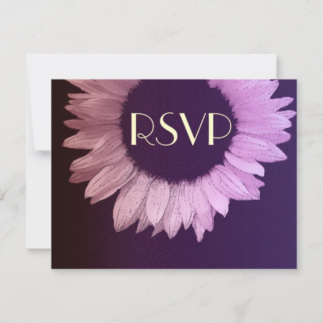 Rose violet moderne Sunflower Mariage RSVP grand (Devant)