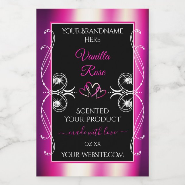 Rose violet noir brillant diamants Étiquettes de p (Étiquettes simples)