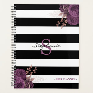 Rose violet or Floral Monogramme noir blanc 2024