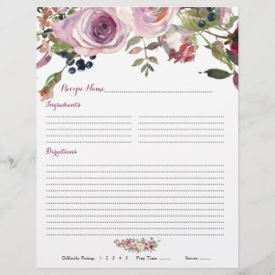 Rose violet Rose rose Classeur Recette Insertions