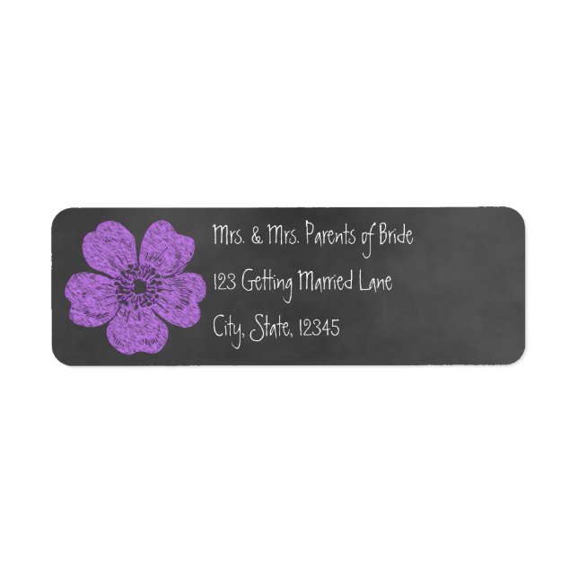 Rose violet sauvage Chalkboard Avery Étiquette (Devant)