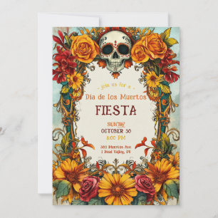 💀 Rose Watercolor Día de Muertos Party Invitation
