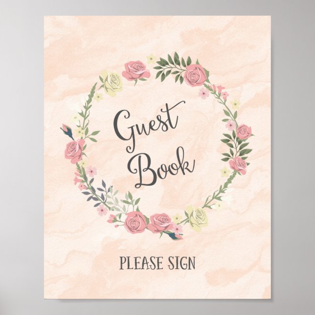 Rose Wreath Mariage Livre d'or affiche (Devant)