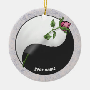 Rose Yin Yang Mariage ornement