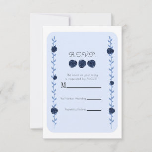 Roseaux de rose aquarelle bleue Cottage Chic RSVP