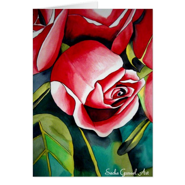 Rosebud rose aquarelle peinture art fleur (Devant)