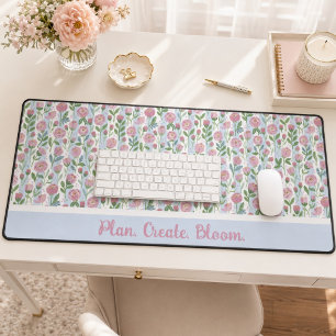 Rosebud rose Pink Floral Bande Bleue Citation Nom