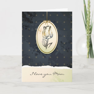 Rosebud vintage en noir, carte