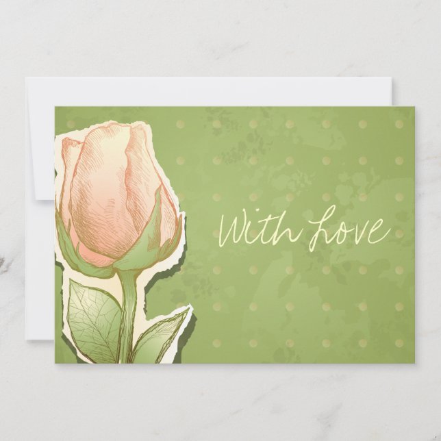 Rosebud vintage en vert, invitation (Devant)