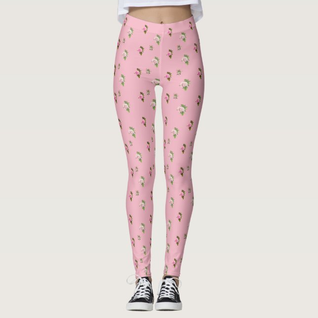 Rosebuds roses Floral Femen Leggings (Devant)