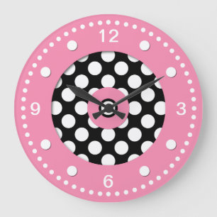 Rosée avec horloge murale noire et blanche des Poi