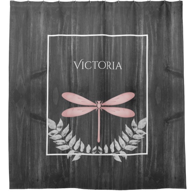 Rosée Dragonfly Rustic Personnalisé rideau de douc (Devant)
