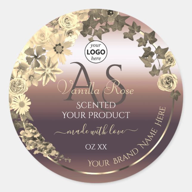 Rosegold Étiquette de produit Fleurs de crème Mono (Devant)