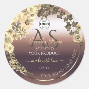 Rosegold Étiquette de produit Fleurs de crème Mono