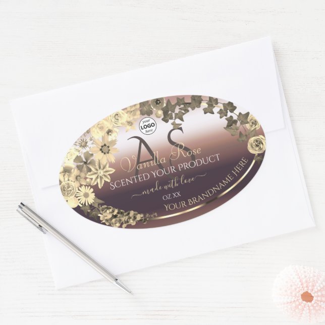 Rosegold Étiquette de produit Fleurs de crème Mono (Enveloppe)