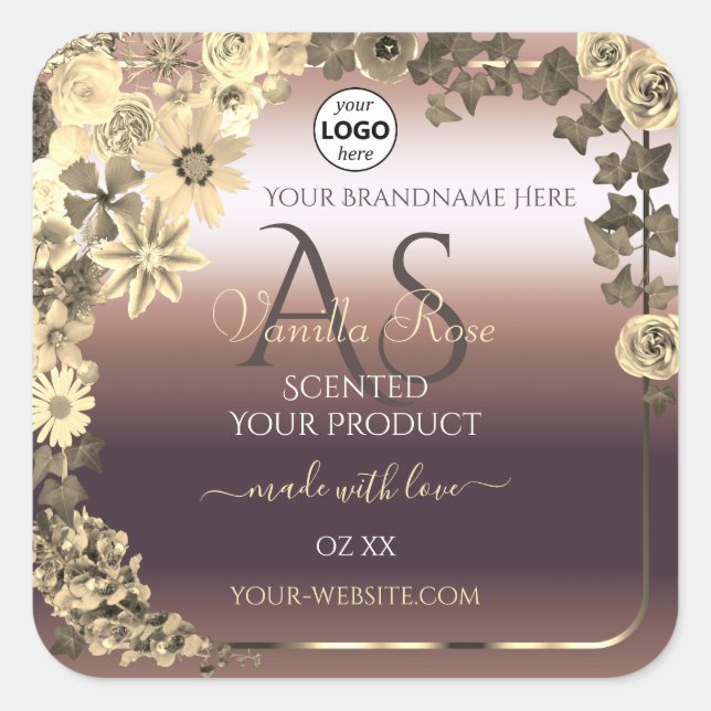 Rosegold Étiquette de produit Fleurs de crème Mono (Devant)