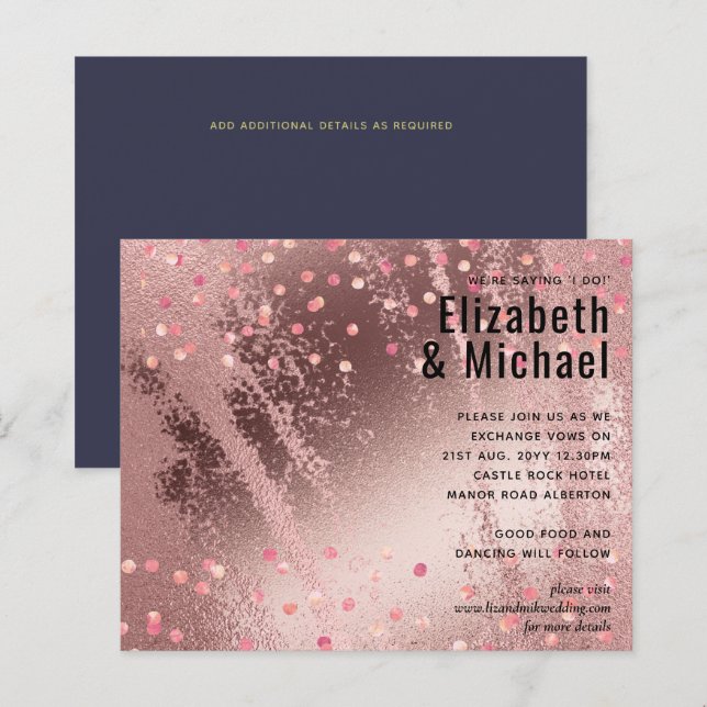 Rosegold MARIAGE métallique Parties scintillant (Devant / Derrière)