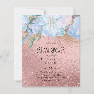 RoseGold Parties scintillant métallique Floral Foi