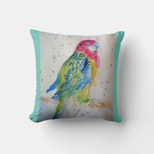 Rosella Parrot art de l'oiseau Aquarelle Coussin A