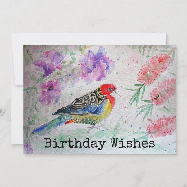 Rosella Parrot avec la carte d'anniversaire de la  (Devant)