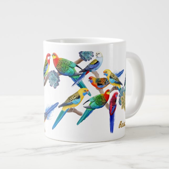 Rosella Parrots colorés Jumbo Mug (Devant droit)