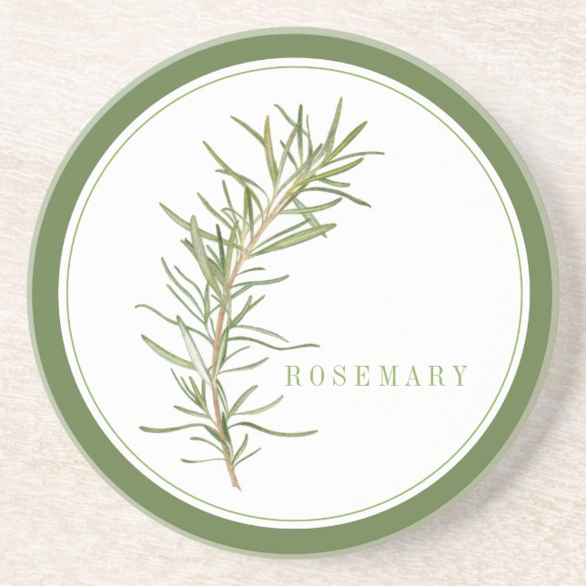 ROSEMARIN FRAIS Dessous de verre en grès rond +tex (Devant)