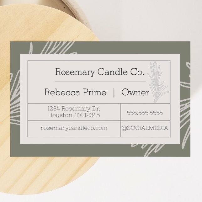 Rosemary Apothecary style Étiquette (rosemary herbal apothecary label style business card with custom colors and information)