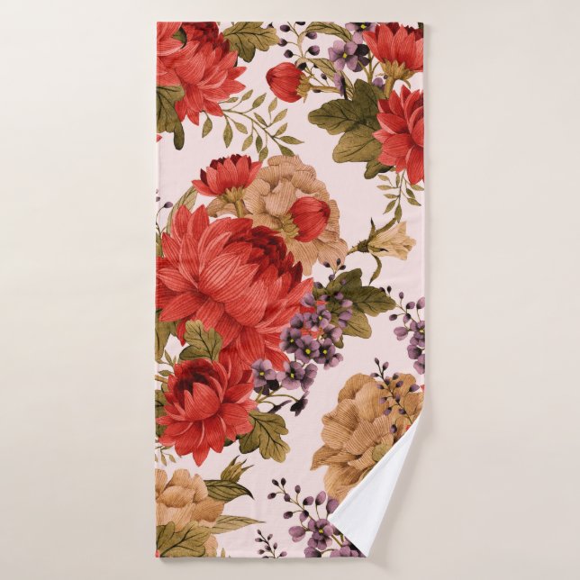 Roses à motifs floraux sans couture avec chrysanth (Serviette de bain)