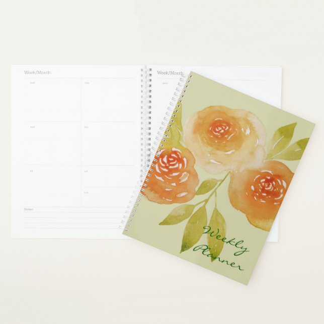 Roses Abricot Aquarelle Hebdomadaire (Devant avec enveloppe)