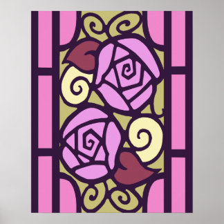 Roses Art déco en rose et or