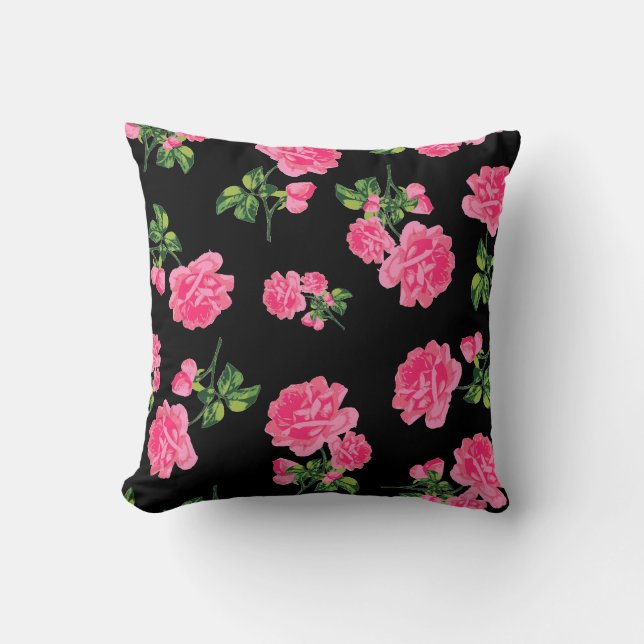Roses assez roses sur le coussin noir (Recto)