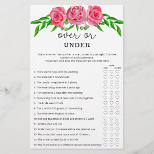 Roses au-dessus ou en dessous du jeu de baby showe