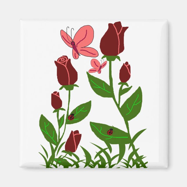 Roses avec aimant papillons (Devant)