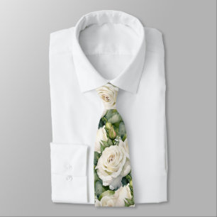 Roses blanches Classique Formel Cravate Floral
